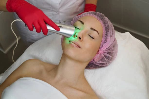 Facial with Red Green Blue Light Therapy