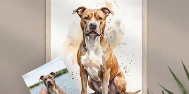 8" x 10" Custom Watercolor Pet Portrait With Name- Digital File